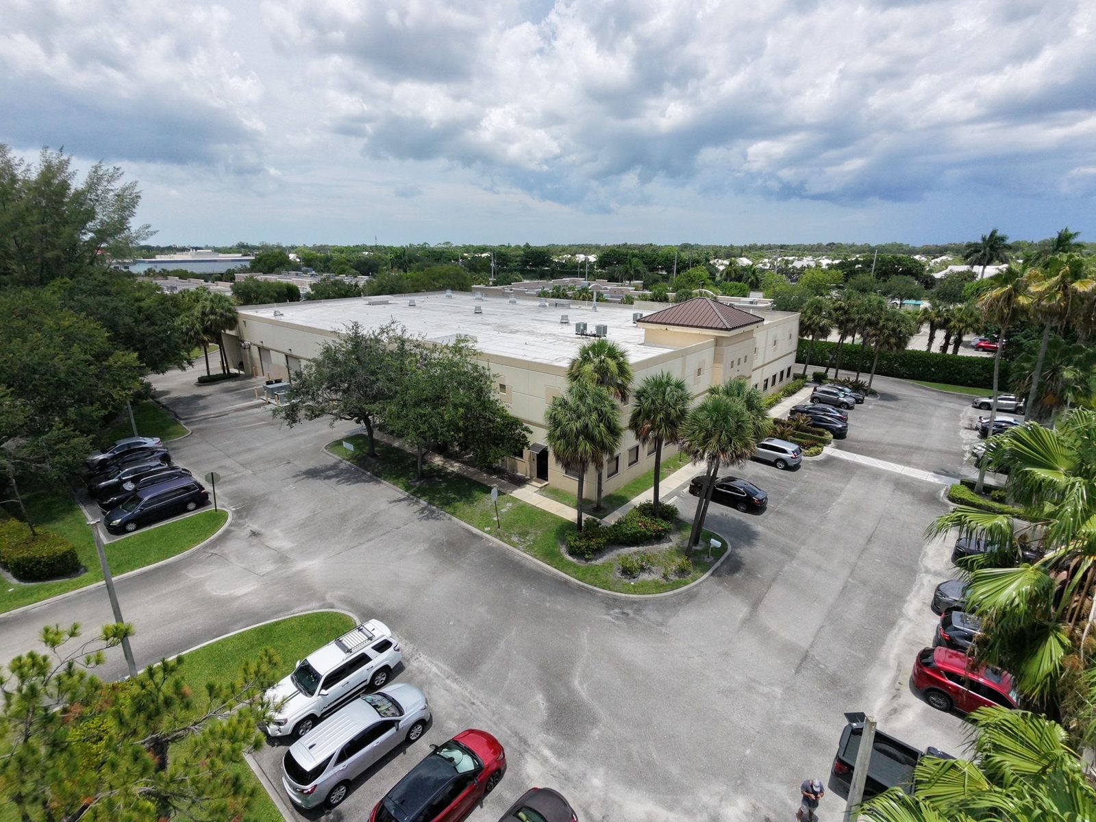 Aerial view of the Palm Beach Post facility in Royal Palm Beach with parking